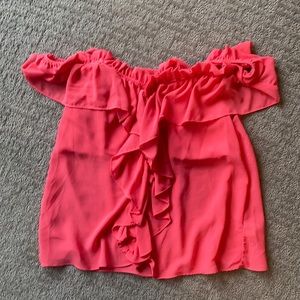 Coral Off the shoulder flowy corset top
